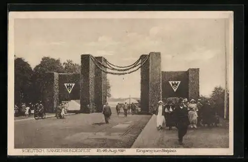 AK 9. Deutsches Sängerbundesfest 1924, Eingang zum Festplatz