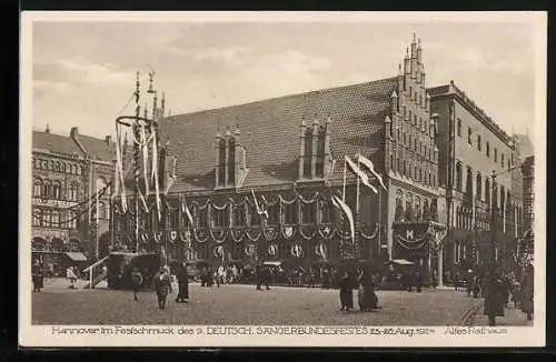 AK Sängerfest Hannover, 9. Deutsches Sängerbundesfest 1924, altes Rathaus