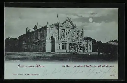 Mondschein-AK Wien, II. Bes. Jantsch-Theater im K. K. Prater