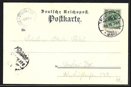 Mondschein-Lithographie Blankenburg / Harz, Ruine Regenstein