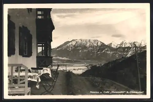 AK Oberaudorf am Inn, Pension u. Café Hummelei mit Fernblick