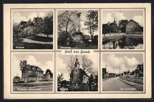 AK Goseck, Schloss, Denkmal, Am Dorfteich, Kirche