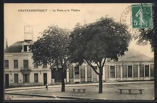 AK Chateaurenault /I.-et-L., la Poste et le Théatre