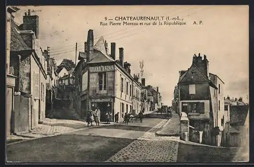 AK Chateaurenault /I.-et-L., Rue Pierre Moreau et rue de la République