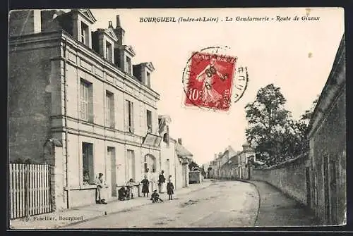 AK Bourgueil /I.-et-L., la Gendarmerie, Route de Gizeux