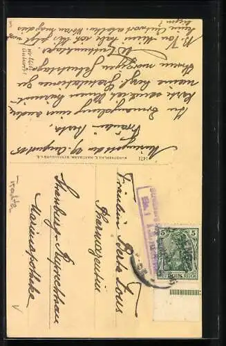 AK Elsässerin in Tracht an einem Fenster