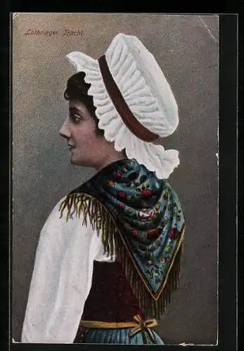 AK Elsass, Frau in Lothringer Tracht