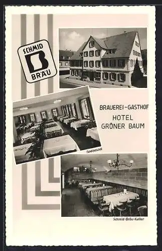 AK Aalen /Württ., Das Hotel Grüner Baum, mit Speiseräumen, Inh. Chr. Schmid