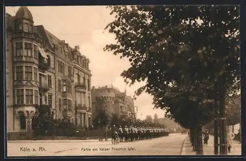 AK Köln a. Rh., Reiter am Kaiser Friedrich Ufer