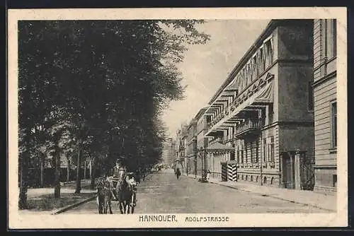 AK Hannover, Adolfstrasse mit Pferdewagen