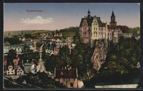 AK Sigmaringen, Teilansicht mit Schloss