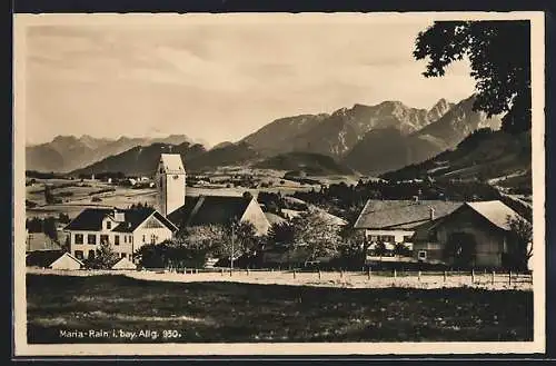 AK Maria-Rain, Ortsansicht mit Alpen