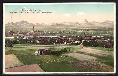 AK Simbach a. Inn, Dachsteingruppe, Salzburger Voralpern, Tennengebirge, Ortsansicht