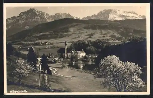 AK Högelwörth, Ortspartie mit Kirche