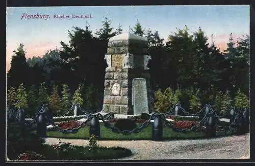 AK Flensburg, Ansicht vom Blücher-Denkmal