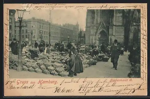 AK Hamburg, Hopfenmarkt mit Kirche