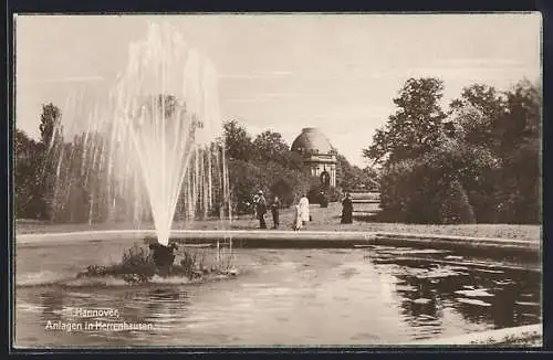 AK Hannover, Herrenhausen, Anlagen mit Fontäne