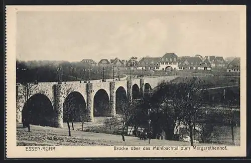 AK Essen /Ruhr, Brücke über das Mühlbachtal zum Margarethenhof