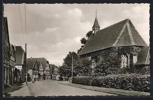 AK Horneburg i. Westf., Hauptstrasse mit Kirche