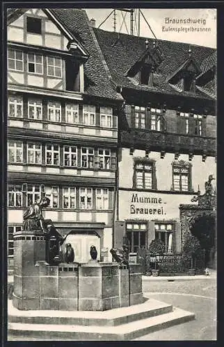 AK Braunschweig, Mumme-Brauerei mit Eulenspiegelbrunnen