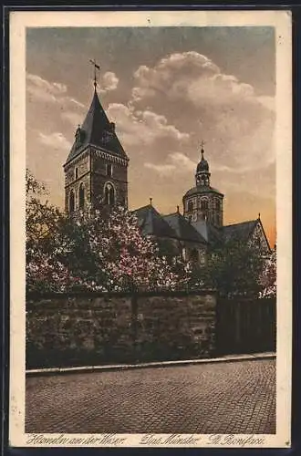 AK Hameln an der Weser, Münster und Kirche St. Bonifaci