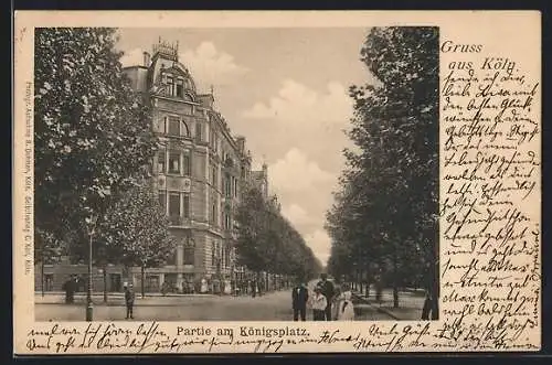 AK Köln-Neustadt, Beethovenstrasse am Königsplatz mit Eckhaus und Allee-Promenade