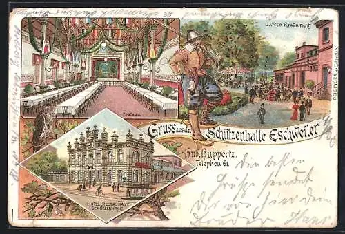 Lithographie Eschweiler, Gasthaus zur Schützenhalle, Festsaal