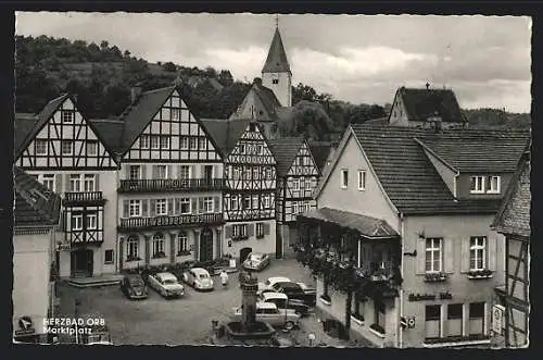 AK Bad Orb, Marktplatz mit Hotel Weisses Ross