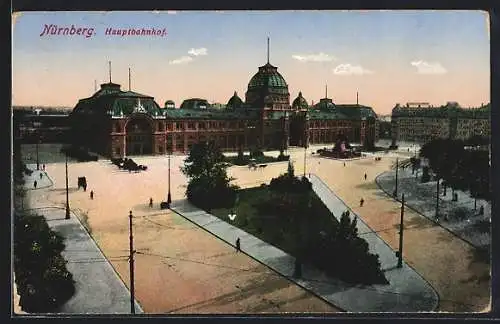 AK Nürnberg, Blick auf Hauptbahnhof und Vorplatz aus der Vogelschau