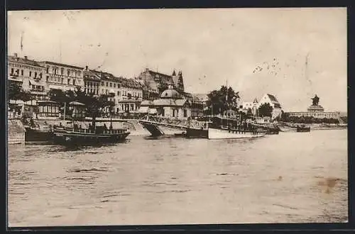 AK Koblenz, Blick von der Schiffbrücke