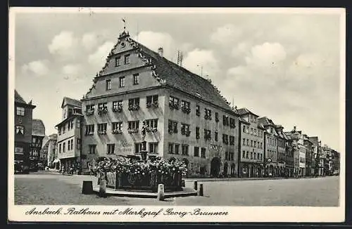 AK Ansbach, Rathaus mit Markgraf Georg-Brunnen
