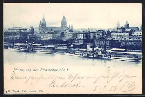 AK Mainz, Blick von der Strassenbrücke I