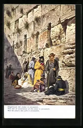 Künstler-AK Friedrich Perlberg: Jerusalem, The wall of lamentation of the Jews