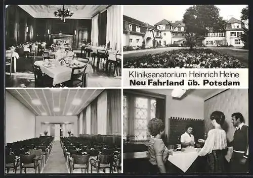 AK Neu Fahrland /Kr. Potsdam, Kliniksanatorium Heinrich Heine, verschiedene Ansichten