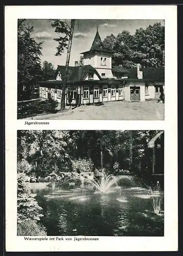 AK Wentorf, Gasthaus Jägersbronnen, Bes. Franz Barth, Wasserspiele im Park