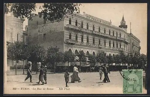 AK Tunis, La Rue de Rome, Au Palais Arabe