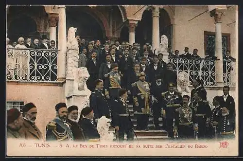 AK Tunis, le Bey de Tunis, entouré de sa suite..., Fürst von Tunis