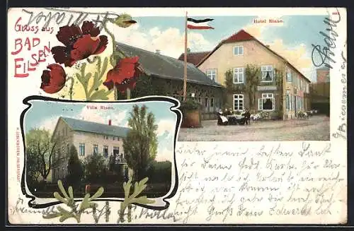 AK Bad Eilsen, Hotel Rinne und Villa Rinne, Roter Mohn