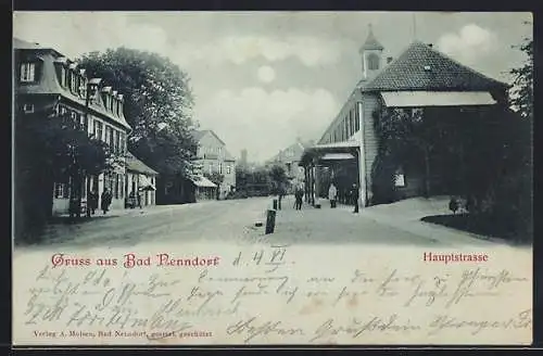 Mondschein-AK Bad Nenndorf, Geschäfte in der Hauptstrasse