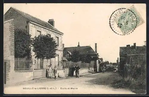 AK Neuillé-le-Lierre, Ecole et Mairie