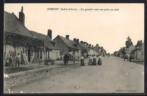 AK Sorigny /I.-et-L., La grande route vue prise au midi