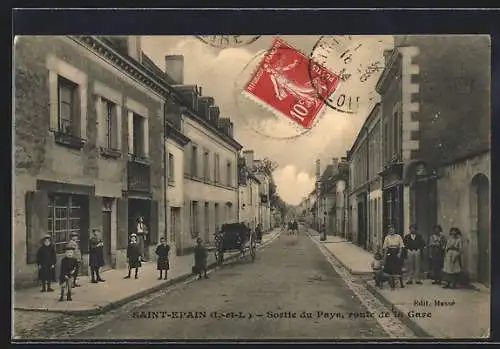 AK Saint-Epain /I.-et-L., Sortie du Pays, route de la Gare