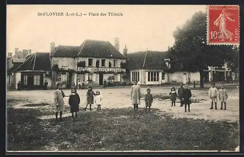 AK St-Flovier /I.-et-L., Place des Tilleuls