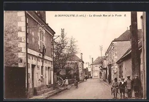 AK St-Hippolyte /I.-et-L., La Grande Rue et la Poste