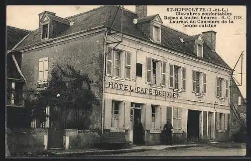 AK St-Hippolyte /I.-et-L., Hôtel-Café Derouet