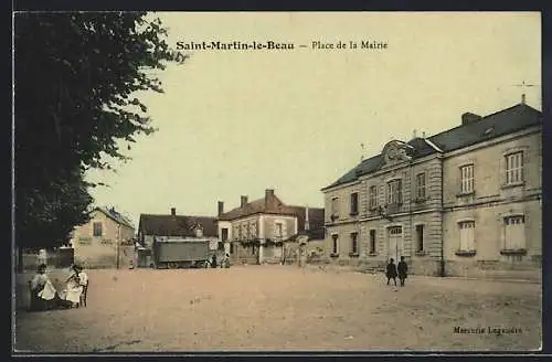 AK Saint-Martin-le-Beau, Place de la Mairie