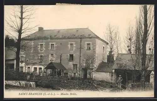 AK Saint-Branchs /I.-et-L., Moulin Brûlé