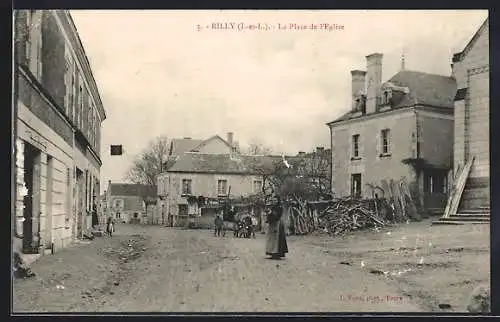 AK Rilly /I.-et-L., La Place de l`Eglise