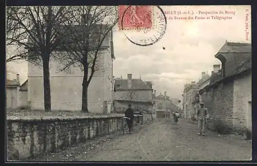 AK Rilly, Perspective du Bourg près du Bureau des Postes et Télégraphes