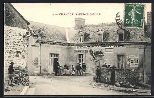 AK Chanceaux-sur-Choisille, Café de la Renaissance tenu par E. Ohauvin